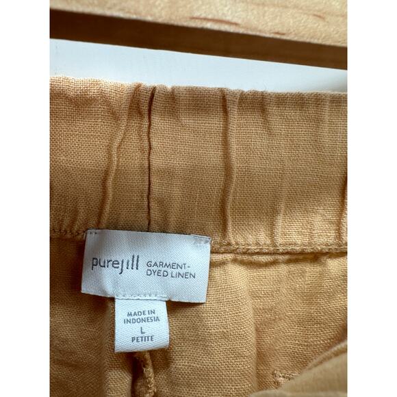 PureJill Orange Yellow Garment Dyed Linen Cropped Loose Pants Women Large Pet - Picture 6 of 7